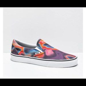 Vans Slip-On Dark Aura Multi & True White Skate Shoes women size 7.5